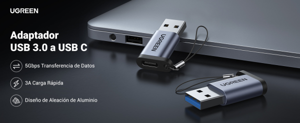 Adaptador UGREEN USB 3.0 a USB-C 3.1 Tipo C - Carga Rápida y Transferencia de Datos 5 Gbps - Imagen 2