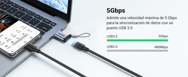 Adaptador UGREEN USB 3.0 a USB-C 3.1 Tipo C - Carga Rápida y Transferencia de Datos 5 Gbps - Imagen 18